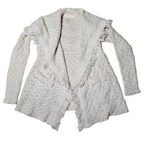 Anthropologie Sleeping on Snow Chunky Open Knit Cardigan Sweater Cream Womens XS